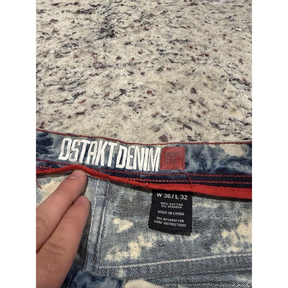 Dstakt Denim Men’s Moto Jeans Bleached Tie Dye Zipper Biker Pants Size 36x32 - Picture 4 of 5